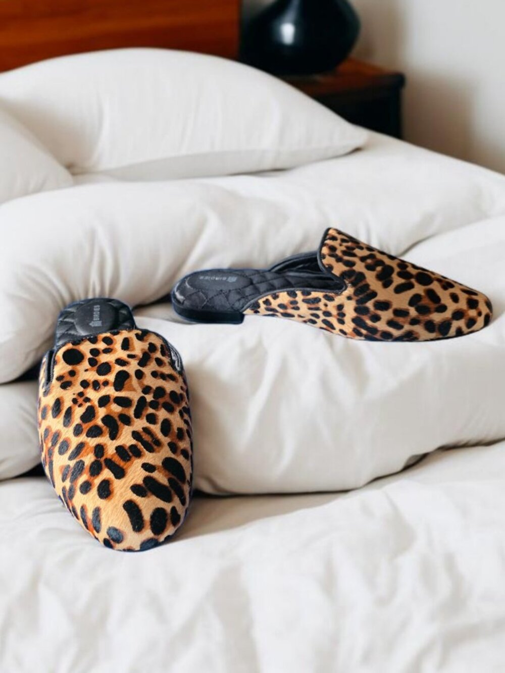 NWOB BIRDIES ( 8 ) PHOEBE MULE Genuine Calf Hair Upper Cheetah Print Slip In